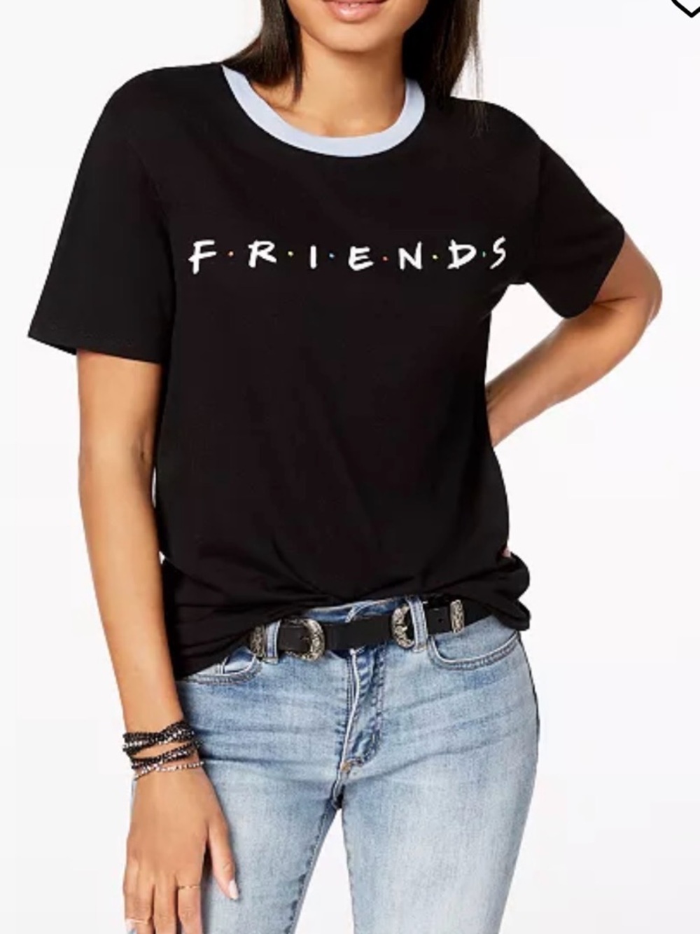 Hybrid Apparel Black Tee with Light Blue Trim - FRIENDS Love Tribe